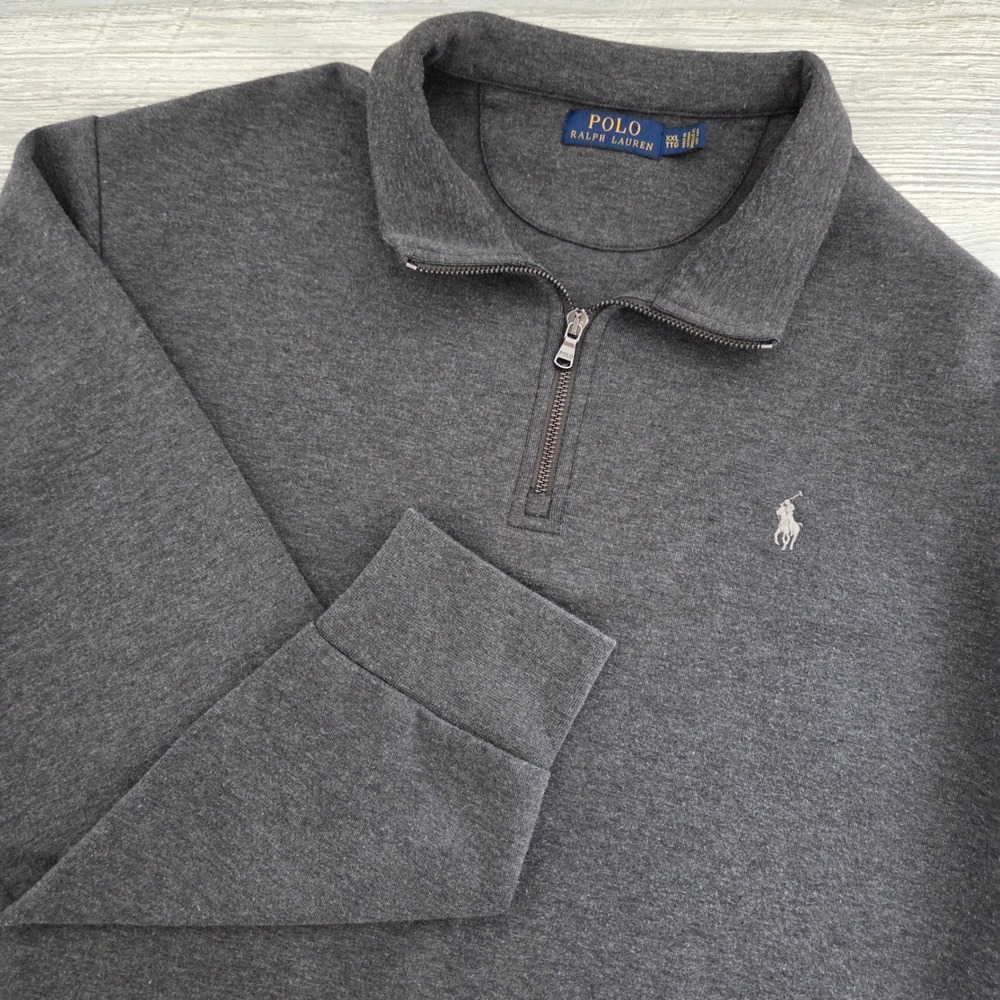 Polo Ralph Lauren Pullover Gray Quarter Zip Pony Logo Mens XXL